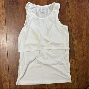 Latched mama white ribbed maternity nursing tank - large